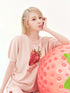 GELATO PIQUE | Strawberry Jacquard Short-Sleeve Pullover & Shorts Loungewear Set Pink