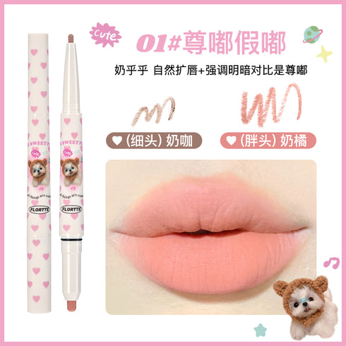 FLORTTE | Cute Sweet Puppy Matte Dual-Ended Lip Liner Pencil